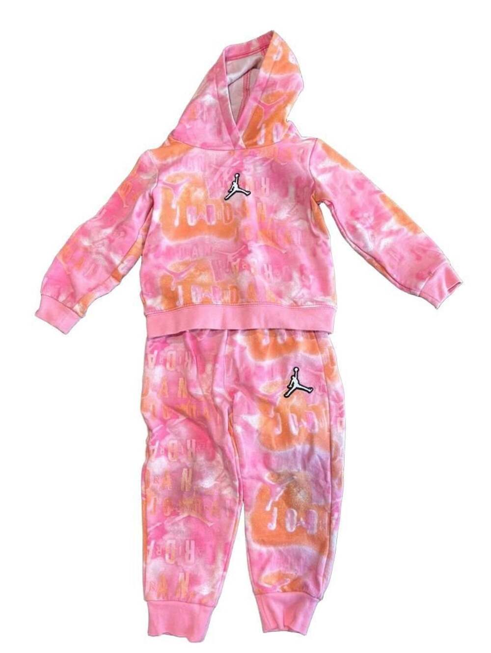 Jordan Pink/Orange Tie-Dye Essentials All-Over Print Hoodie and Jogger Pants Set